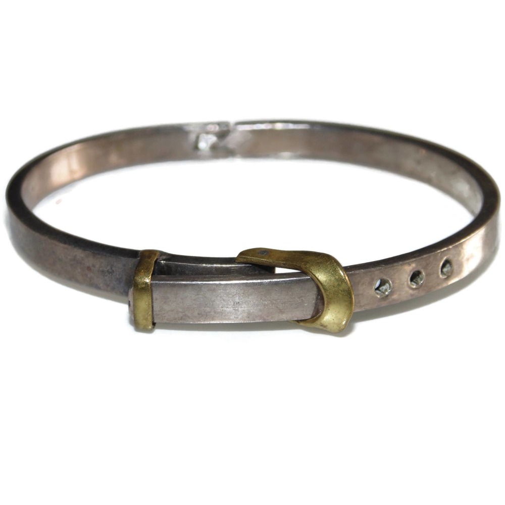Vintage Estate Mexico MEX Solid Sterling Silver Belt Bangle Cuff Bracelet